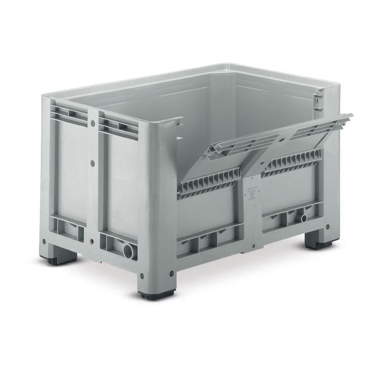 Caisse palette plastique avec demi porte rabattable