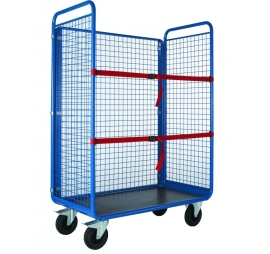 PROMAX wagens met 3 zijwanden in draadgaas en 2 spanriemen