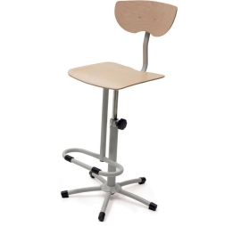 Set van 2 mechanische houten werkplaatsstoelen met voetensteun PROVOST