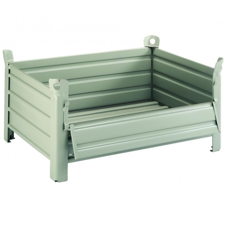 Plaatijzeren stapelbak 1200 X 800 mm met halve opklapbare deur Plaatijzeren stapelbak 1200 X 800 mm met halve opklapbare deur