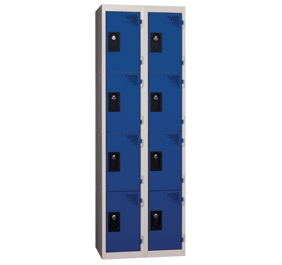 Lockers 2 deuren 4 vakken blauw monoblok