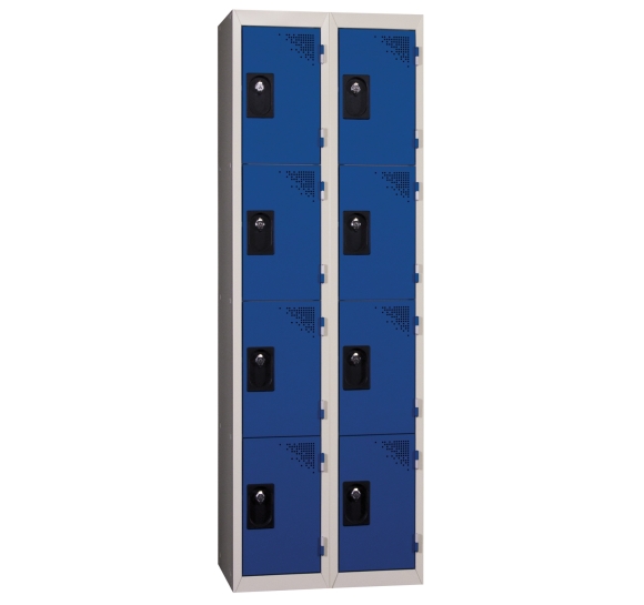 Lockers 2 deuren 4 vakken blauw monoblok Lockers 2 deuren 4 vakken blauw monoblok