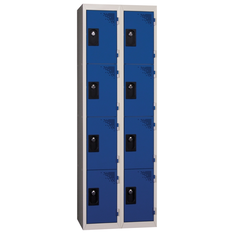 Lockers 2 deuren 4 vakken blauw monoblok