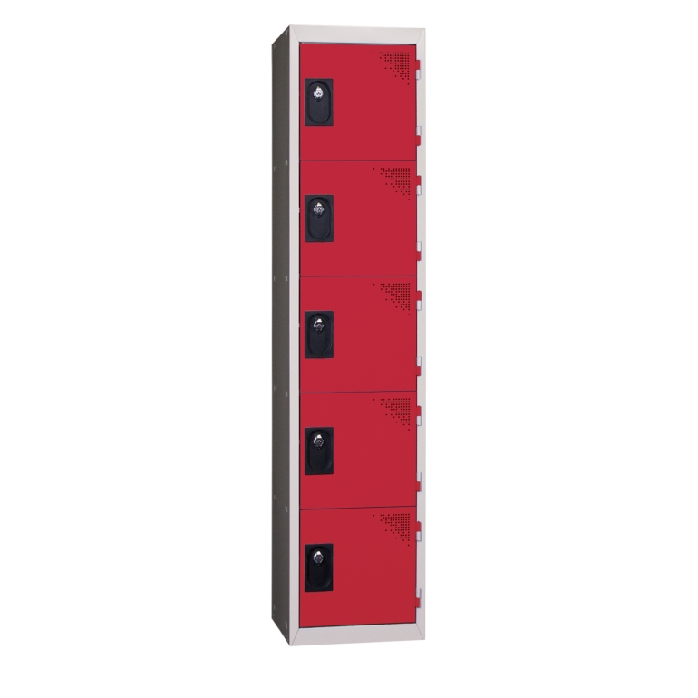 armoire métallique vestiaire 5 cases rouge 