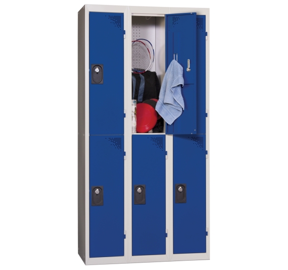 vestiaire multicases 3 portes monobloc bleu