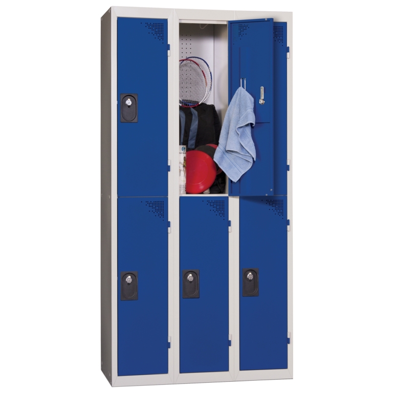 vestiaire multicases 3 portes monobloc bleu