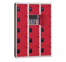 Monoblok locker 3 kolommen5 vakken rood