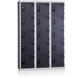 Metalen lockers 3 kolommen monoblok anthraciet