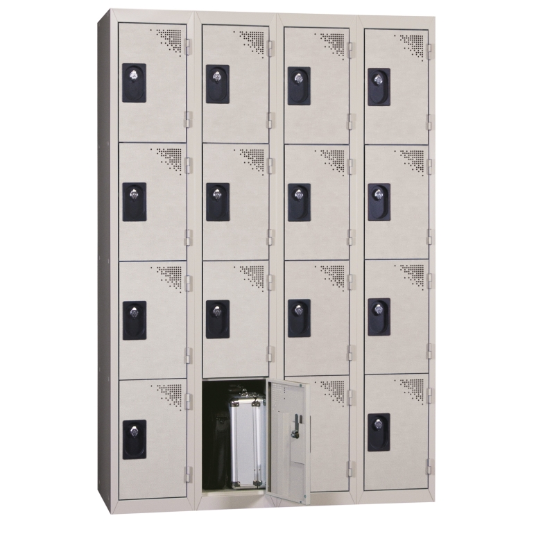 vestiaire multicases 4 colonnes 4 cases monobloc gris