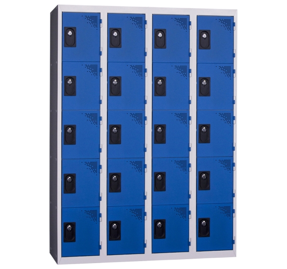 Locker 4 kolommen monoblok blauw