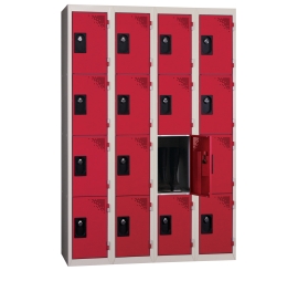 vestiaire multicases 4 colonnes 4 cases rouge PROVOST