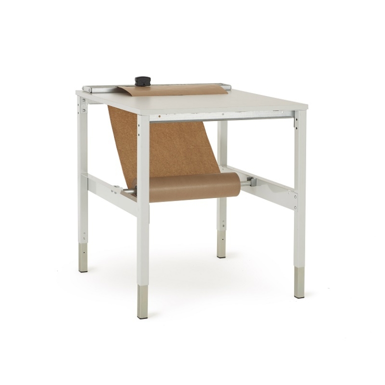 Axe dérouleur pour desserte table d'emballage avec rail de coupe Axe dérouleur pour desserte table d'emballage avec rail de coupe