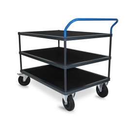Tafelwagen - 3 houten legborden met zwart geribbeld rubber PROVOST