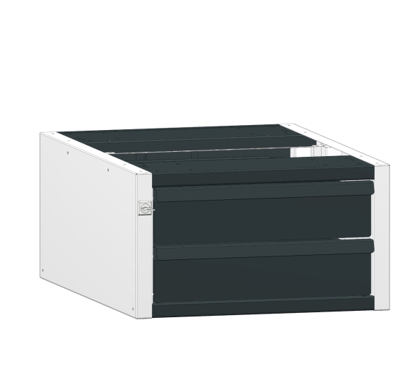 Schéma bloc 2 tiroirs pour établi coloris gris et noir