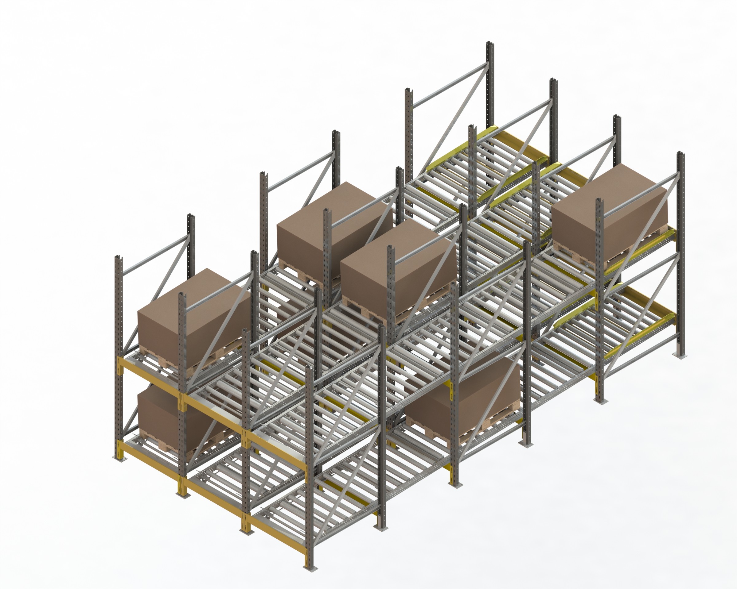 rendu dynamique lourd 3 couloirs 5 avec palettes pour catalogue