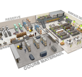 Schéma 3D des solutions de stockage pouvant être proposés pour un magasin en GSB
			