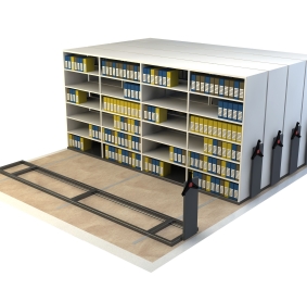 3D diagram van archiefopslag op Proroll verrijdbare trolleys
			