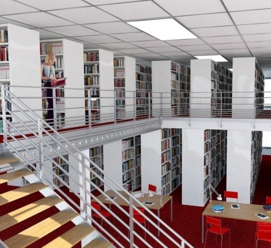 Proclass bibliotheekrekken met tussenverdieping
                
