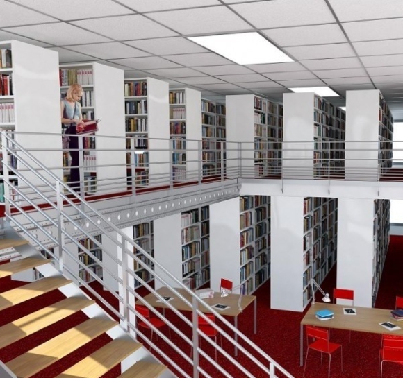 Proclass bibliotheekrekken met tussenverdieping
													