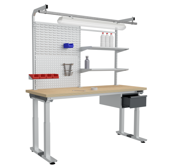 elektrische werkbank in opgeheven stand
