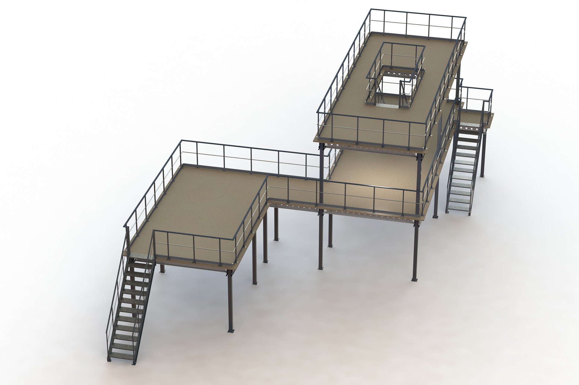 Proplus LP3 metalen platform op twee niveaus met 3 trappen